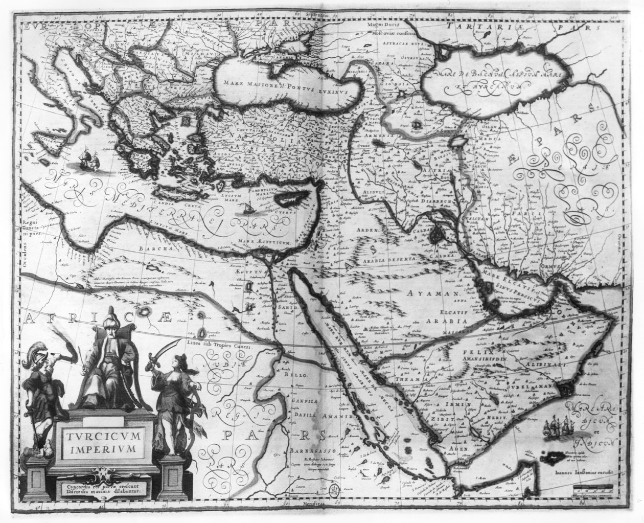 Mapa do Império Otomano, do &39;Atlas Novus&39; de Joannes Jansson