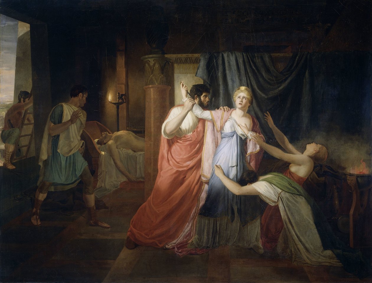 Proculeius impedindo Cleópatra de se esfaquear de Joannes Echarius Carolus Alberti