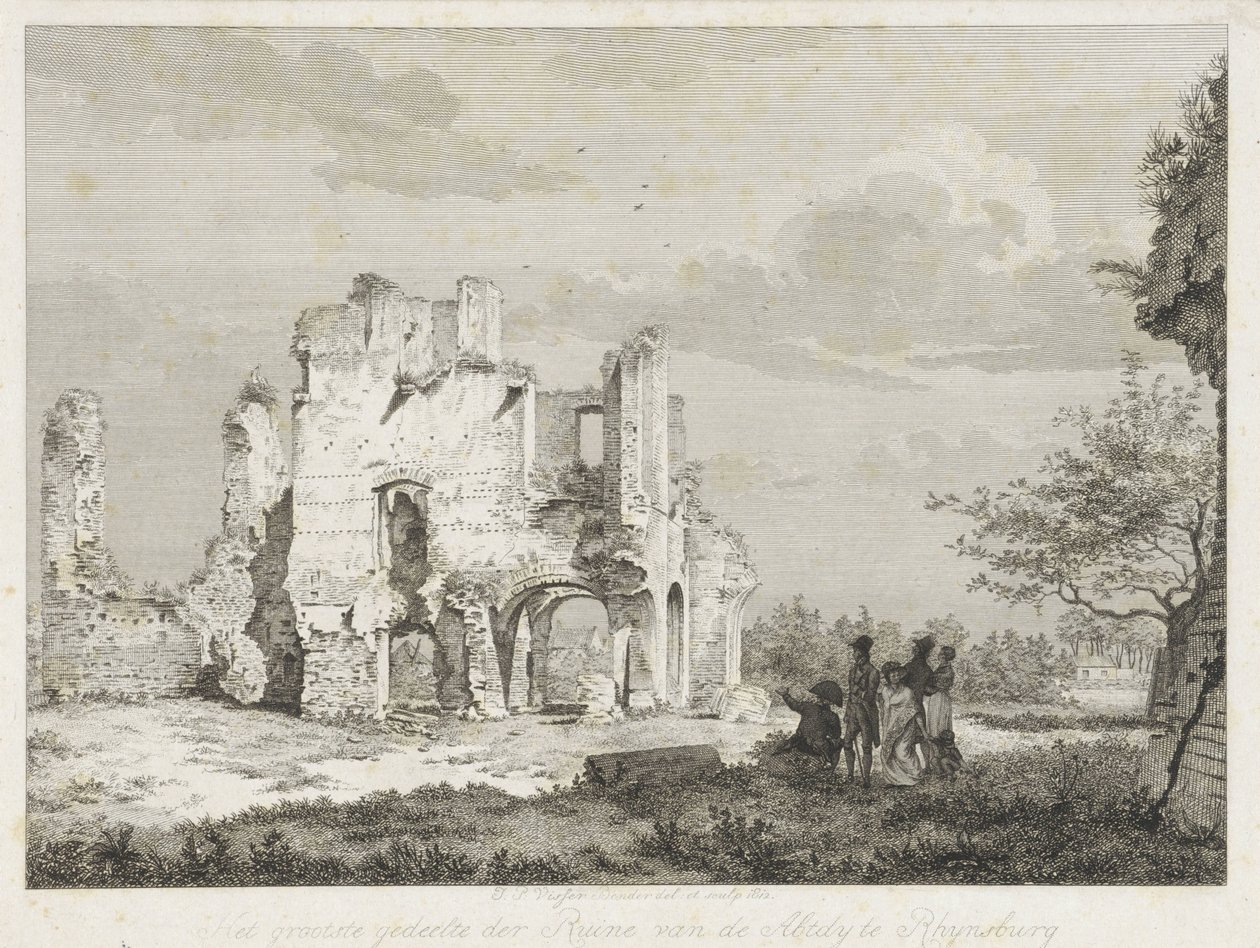 Empresa perto das ruínas da Abadia de Rijnsburg
A maior parte das ruínas da Abadia em Rhynsburg (título sobre o objecto) de Joannes Pieter Visser Bender