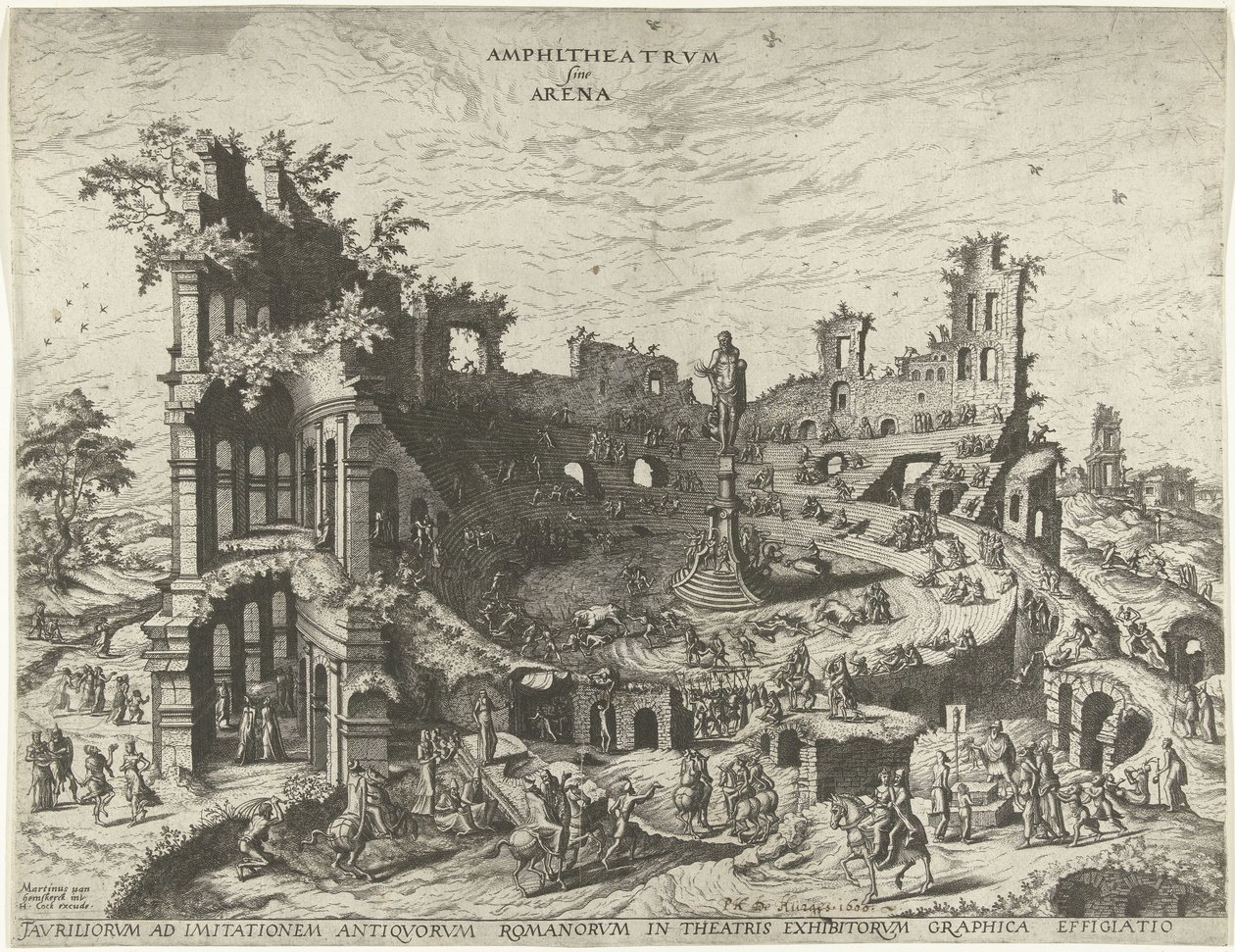 Tourada nas ruínas de um anfiteatro
Amphitheatrvm sine Arena (título sobre o objecto) de Joannes van Doetechum (I)