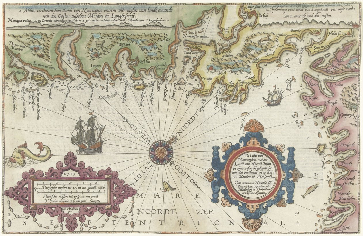 Mapa da costa da Noruega e da Suécia entre Merdøy e Uddevalla de Joannes van Doetecum