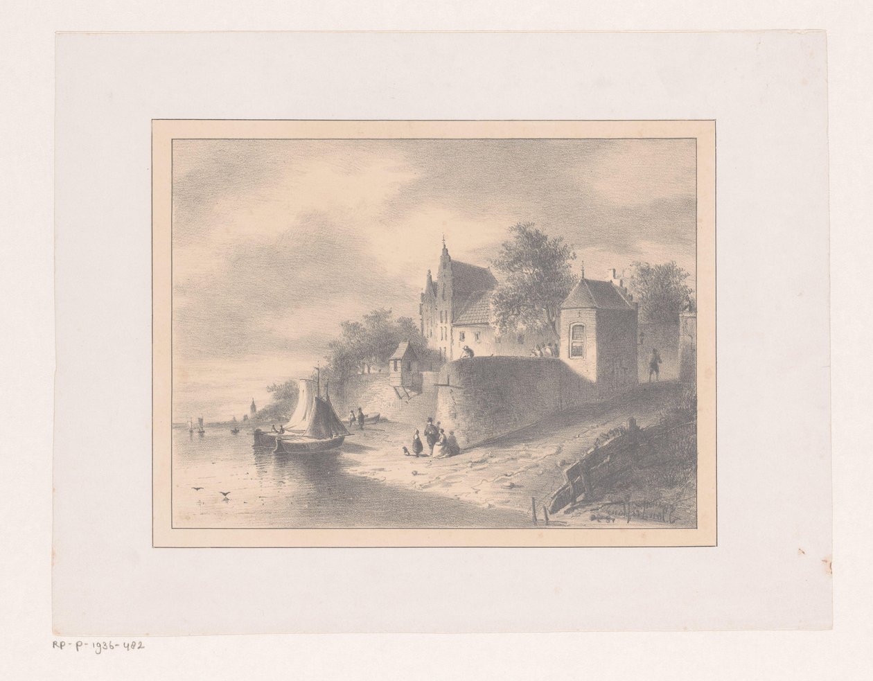 Arquitetura da cidade em um rio de Joannes van Liefland (attributed to)