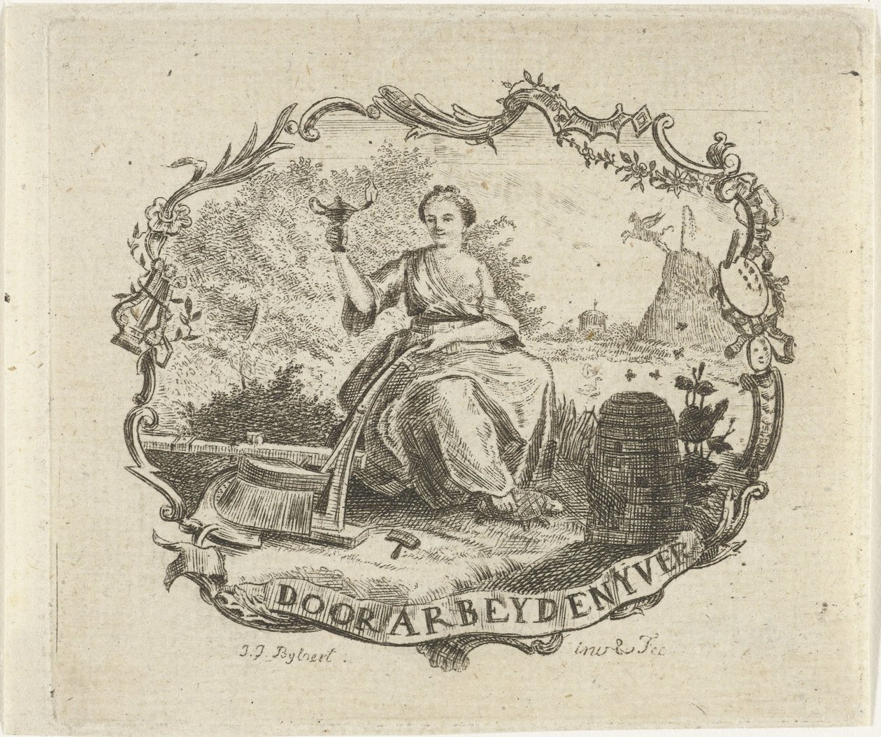 Mulher com lâmpada acesa Trabalho e indústria (título no objeto) de Joannis Jacobus Bijlaert