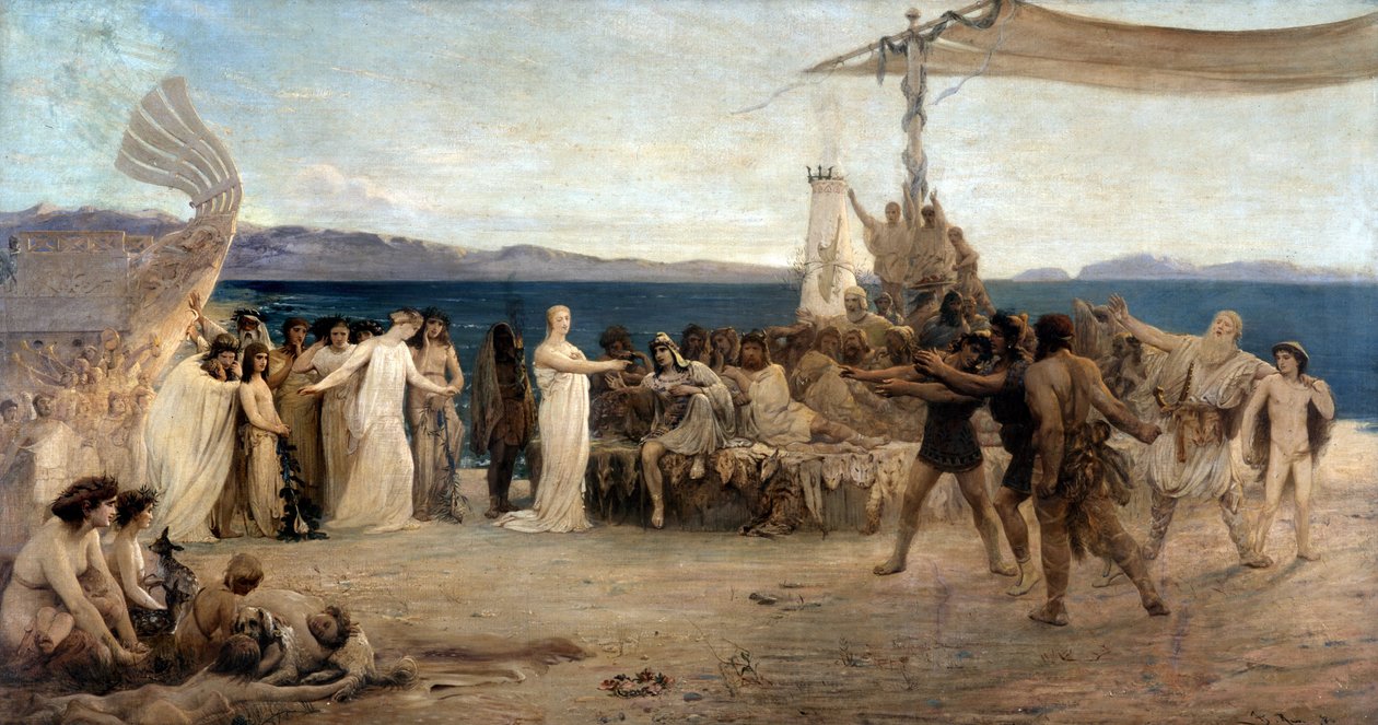 Fundação de Marselha em 600 AC - Les Noces de Protis et Gyptis (óleo sobre tela) de Joanny Rave