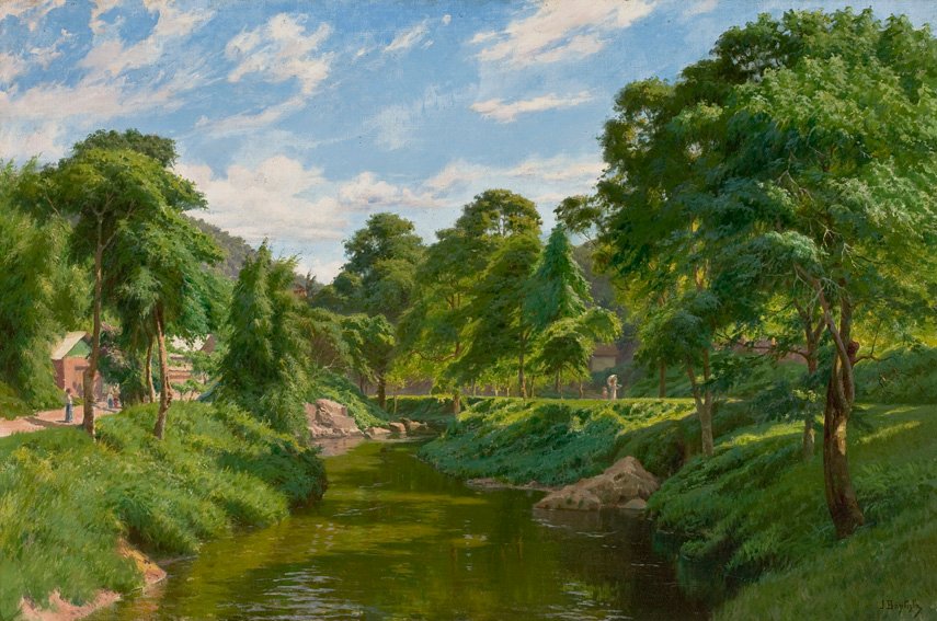  Landscape of Petropolis Woodland with a CreeknPortugues: Paisagem de Petropolis Bosque com Riachon de Joao Batista da Costa