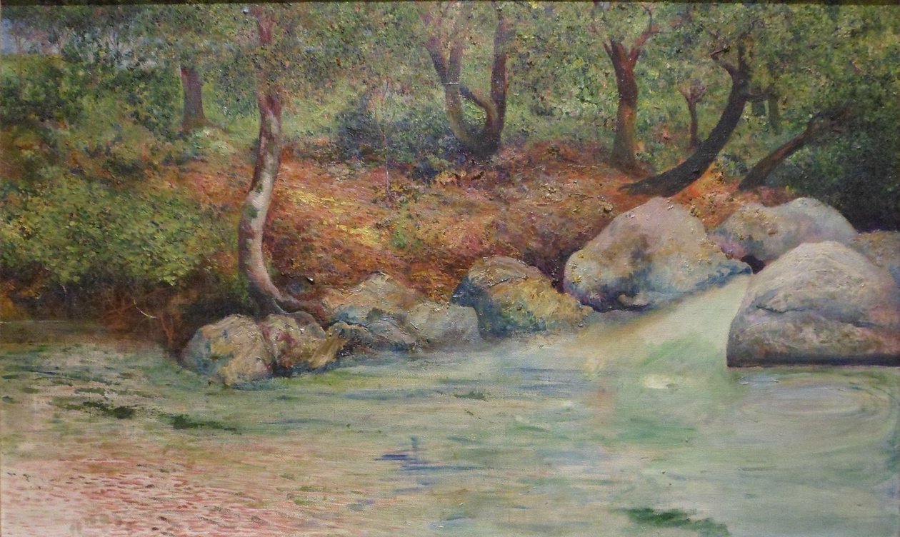 Paisagem com floresta e rionEnglish: Paisagem com floresta e rivern de Joaquín Clausell