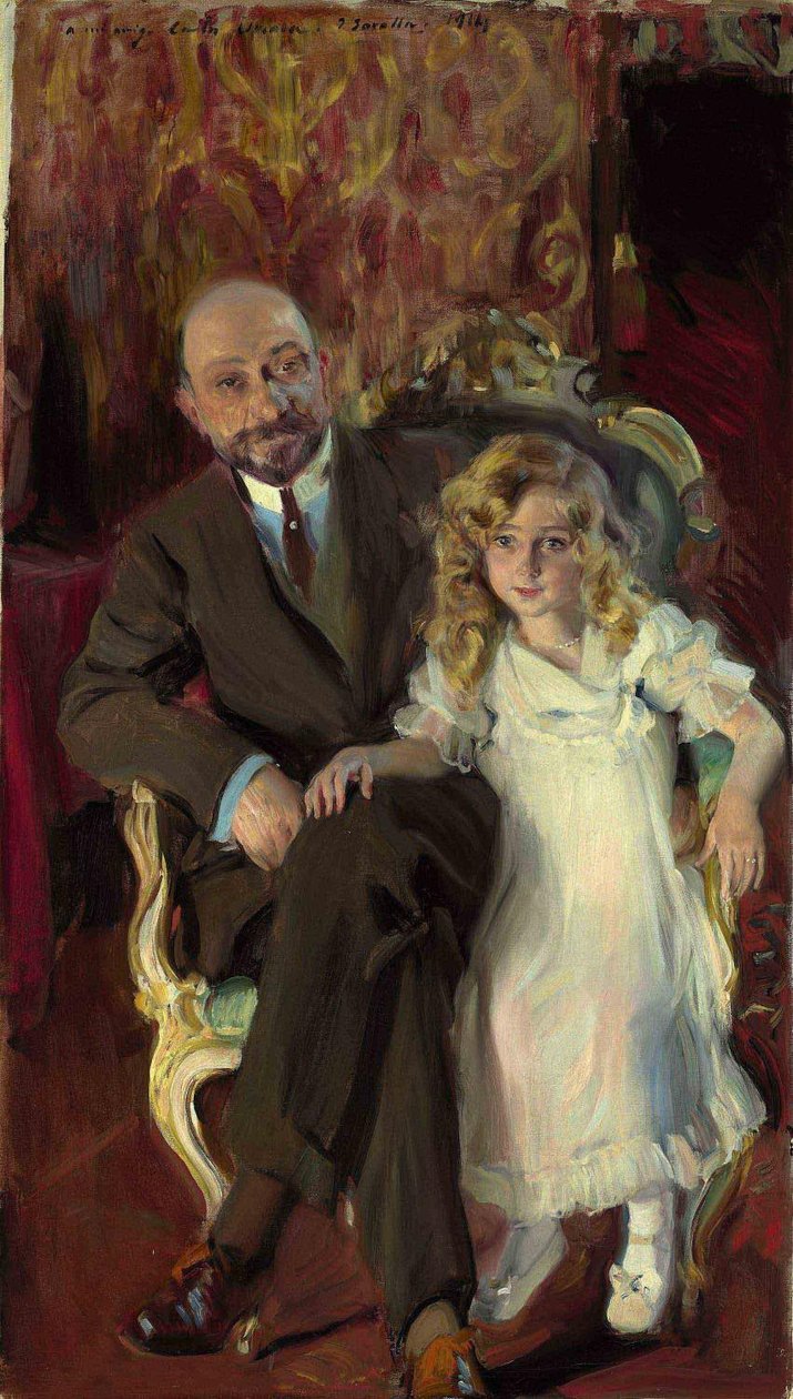 Retrato de Carlos Urcola Ibarra com sua filha EulalianInglês: Retrato de Carlos Urcola Ibarra com sua filha Eulalian de Joaquín Sorolla