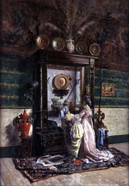 O Gabinete do Colector (óleo no painel) de Joaquin Agrasot y Juan