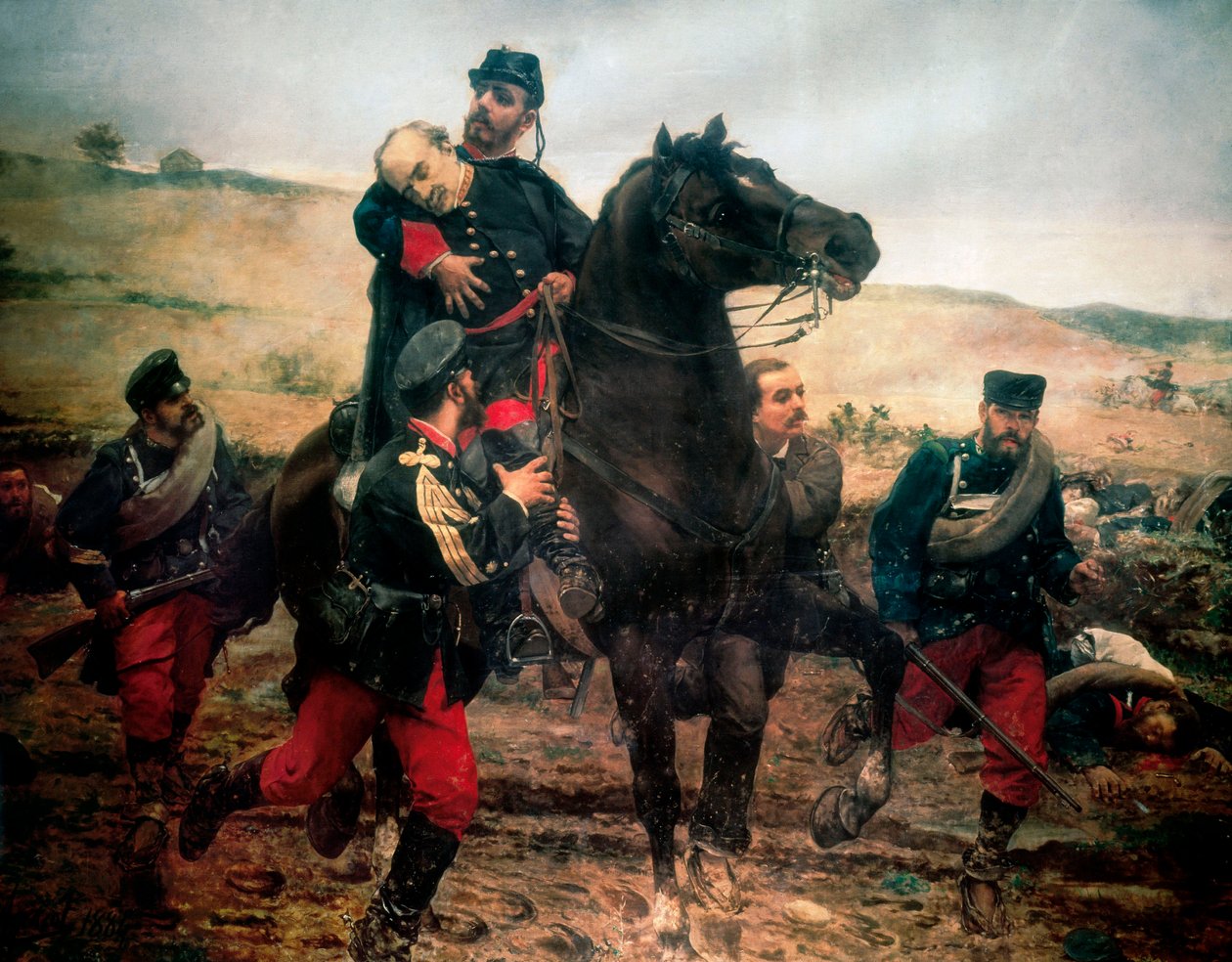 A morte do Marquês del Duero (Terceira Guerra da Cartilha). Pintura de Joaquin Agrasot Y Juan (1836-1919) de Joaquin Agrasot y Juan