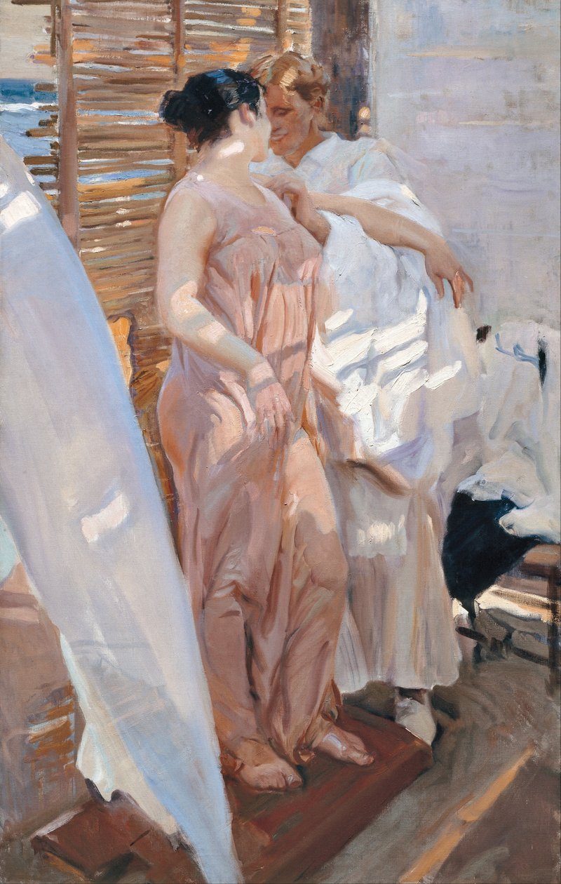 O roupão cor-de-rosa. Depois do banho de Joaquín Sorolla