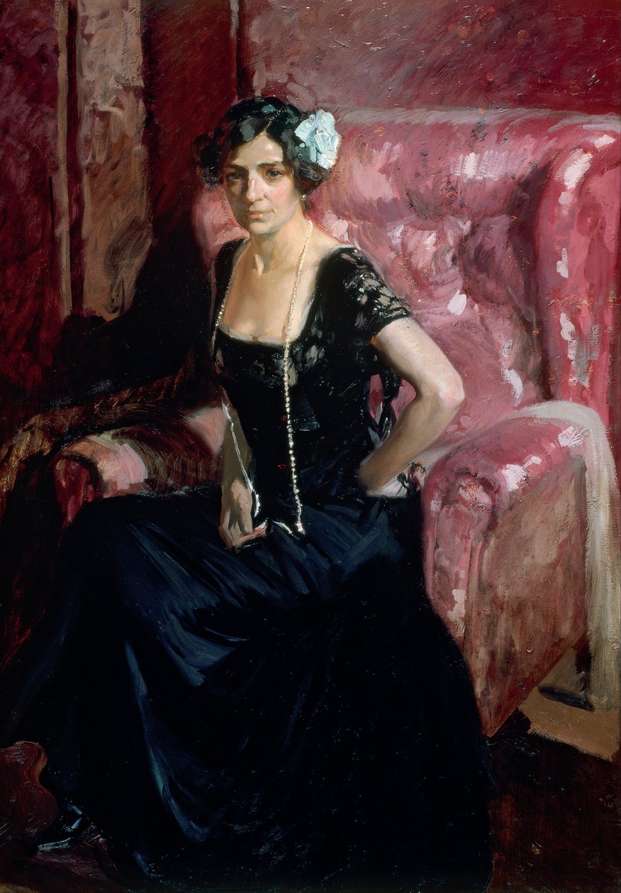 Clotilde em um vestido de noite de Joaquín Sorolla