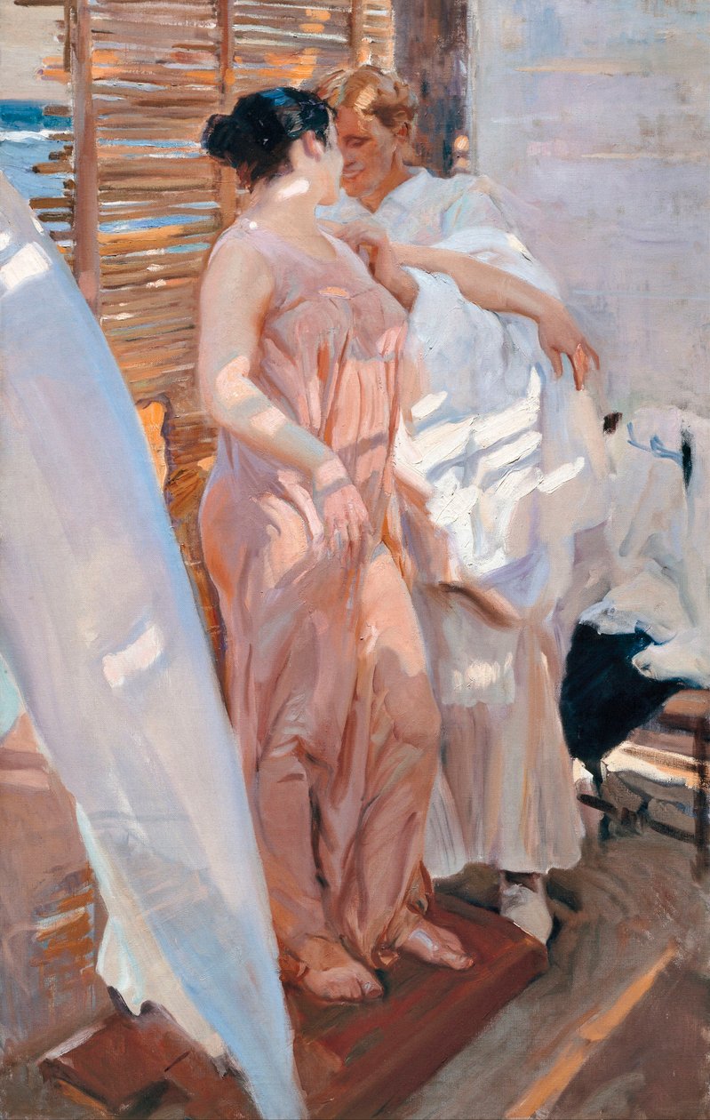 O Robe Cor-de-Rosa, Depois do Banho de Joaquin Sorolla y Bastida