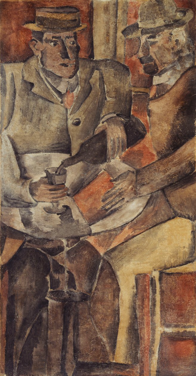 Reunião no café, c.1926 (têmpera sobre tela) de Joaquín Torres García