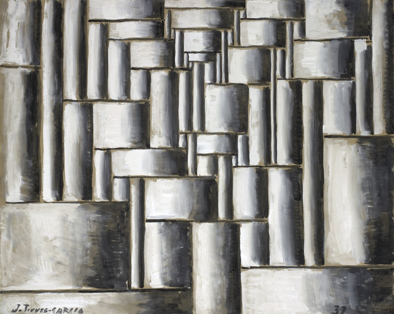 Composição tubular abstrata de Joaquin Torres Garcia