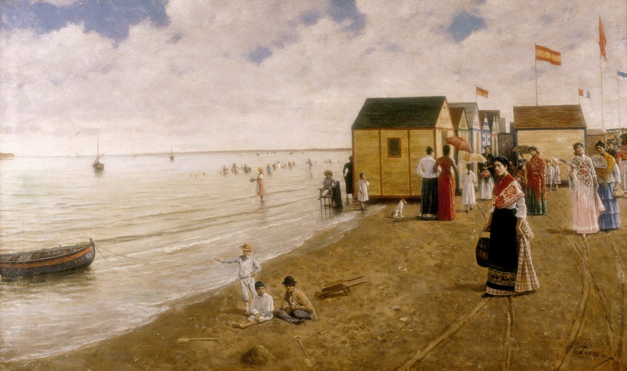 A praia de Sanlúcar de Barrameda Pintura de Joaquin Turina Sand (1847-1903) Coleção particular. de Joaquin Turina Arenal