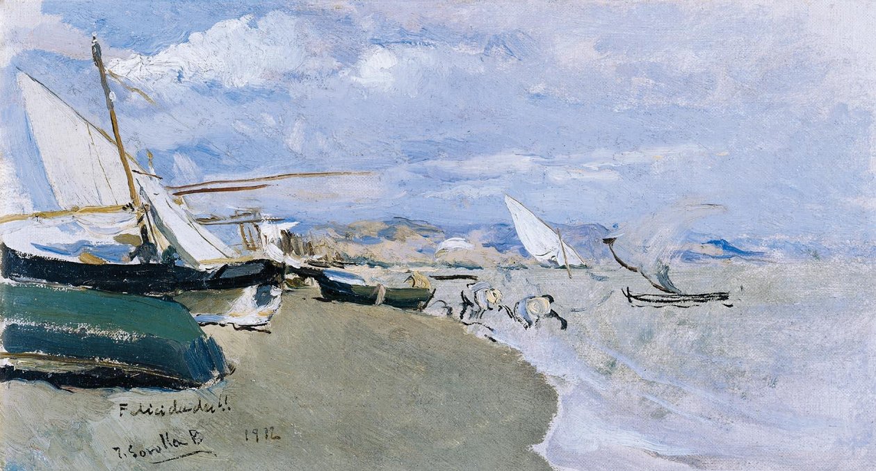 Barcos na praia, Costa de Levante de Joaquín Sorolla