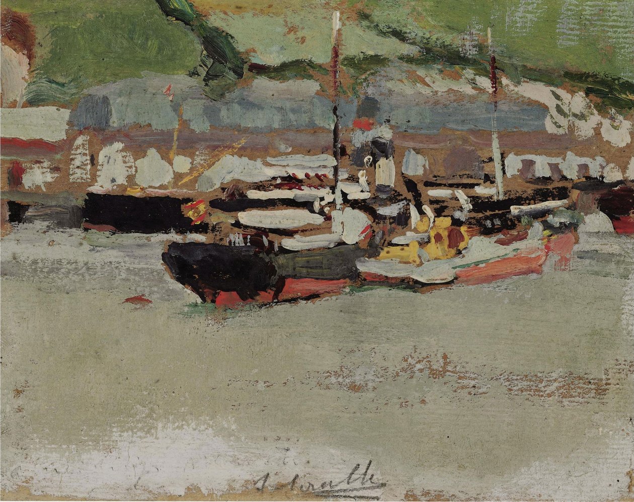 Barcos em um porto de Joaquín Sorolla