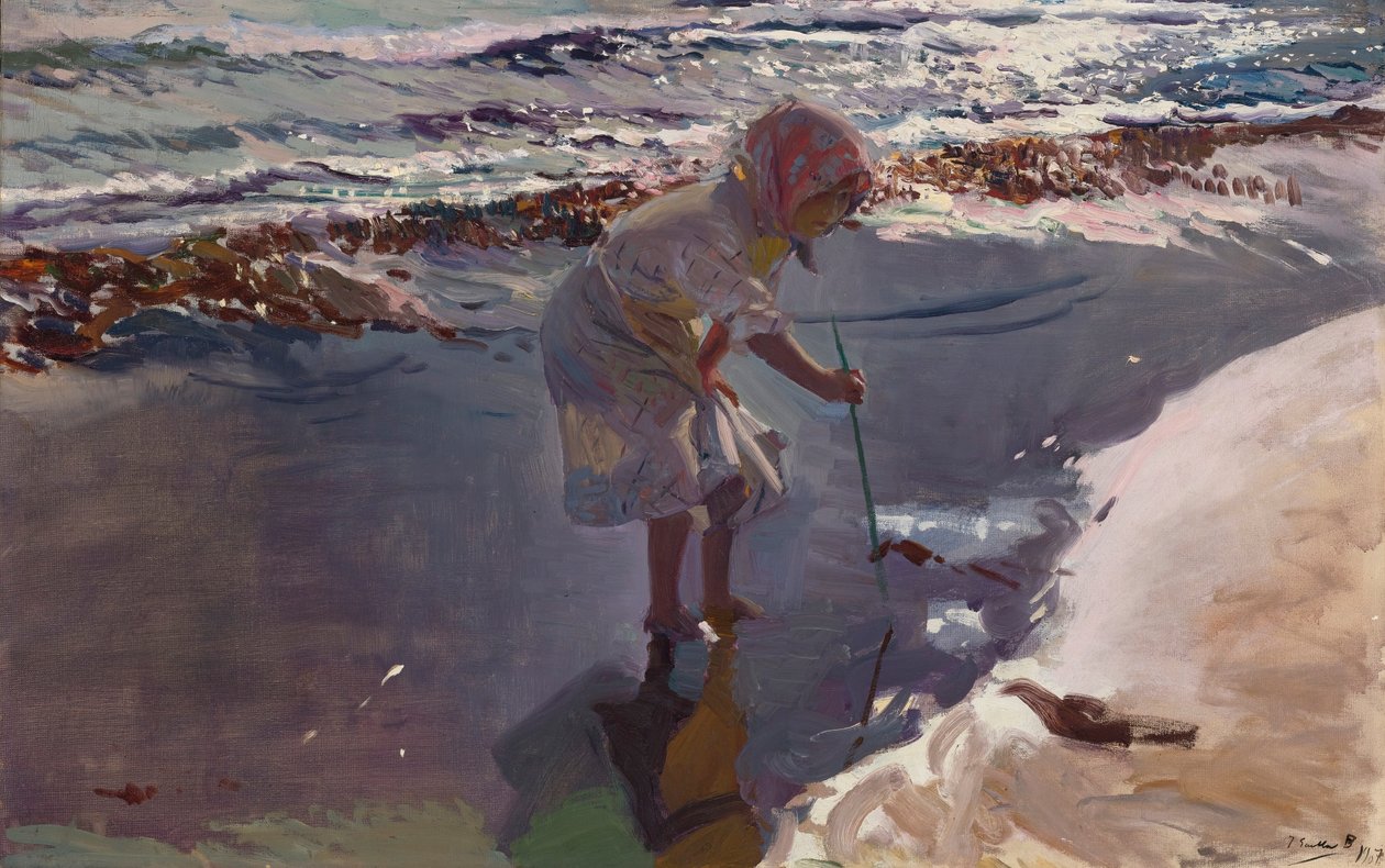 À procura de frutos do mar, praia de Valência de Joaquín Sorolla