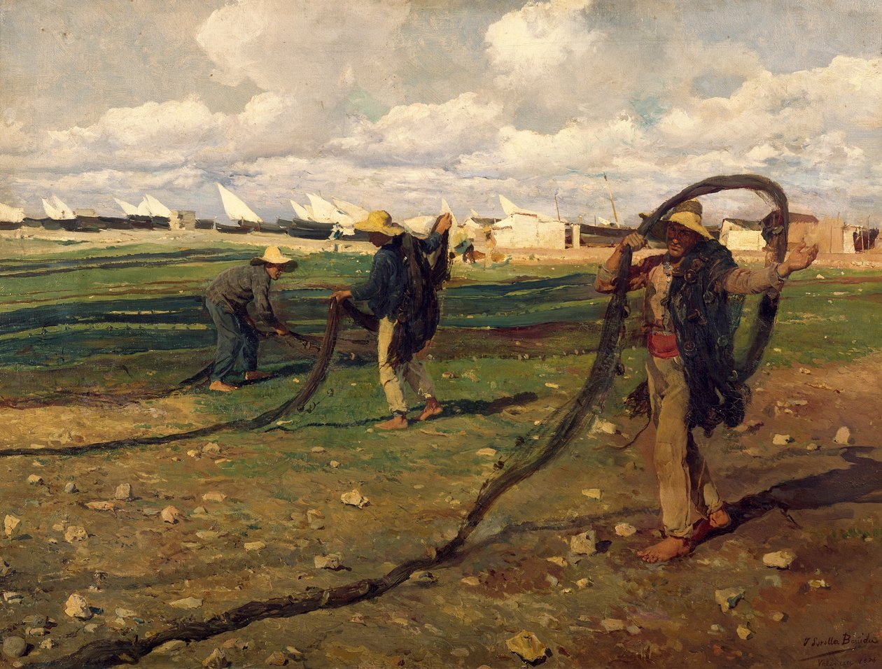 Pescadores, com, seu, redes de Joaquín Sorolla