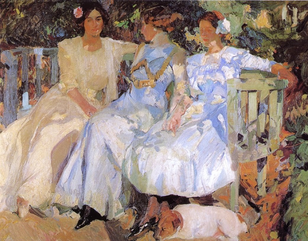 Minha esposa e filhas no jardim de Joaquín Sorolla