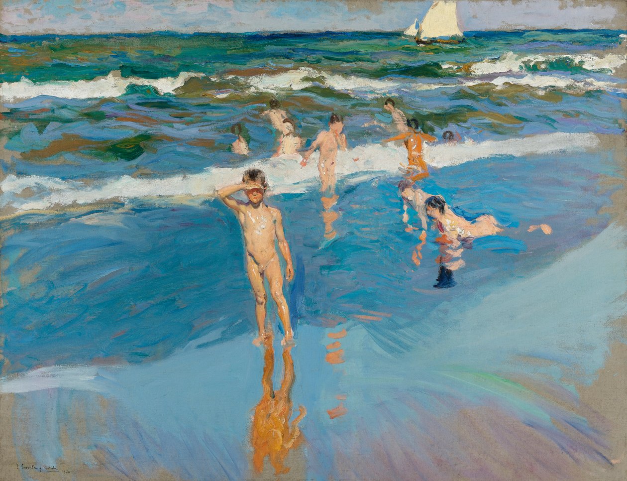 Crianças no Mar, Praia de Valência de Joaquín Sorolla