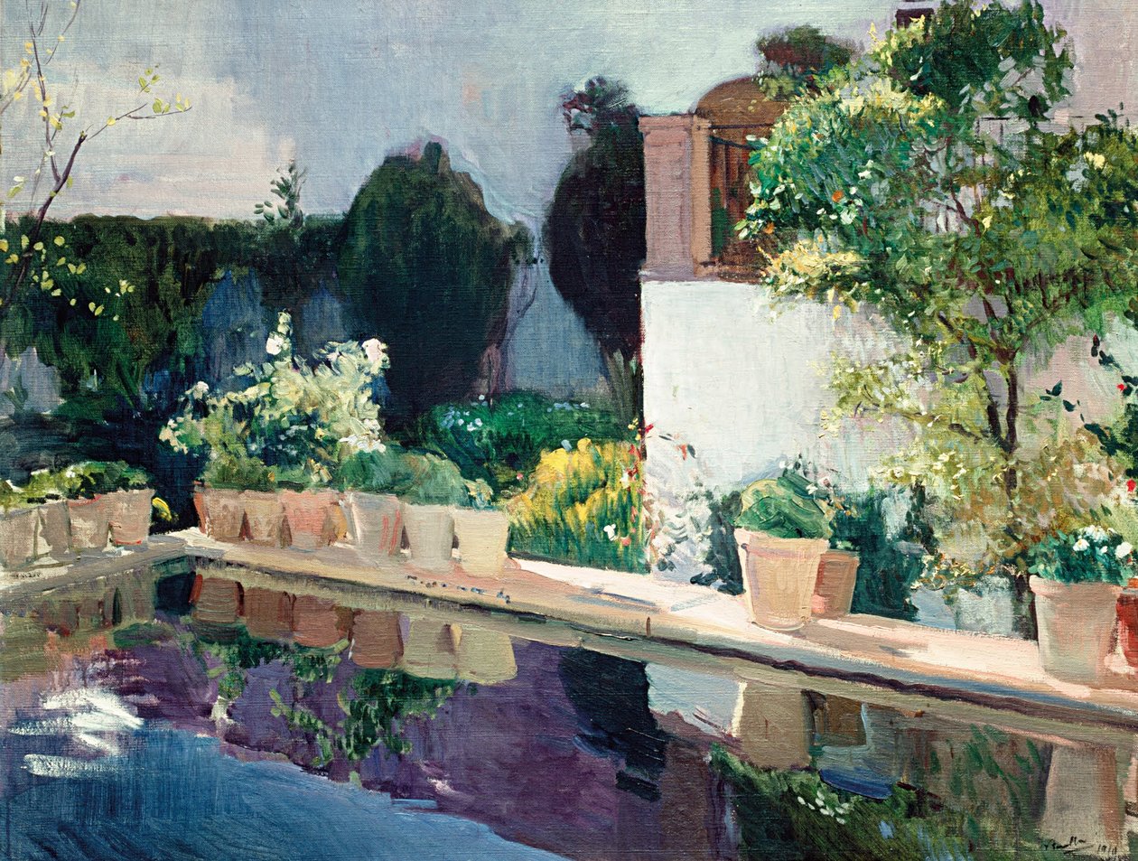 Palácio da lagoa, jardins reais em Sevilha de Joaquín Sorolla
