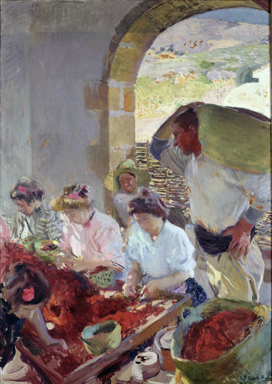 Preparando as uvas secas, 1890 de Joaquín Sorolla