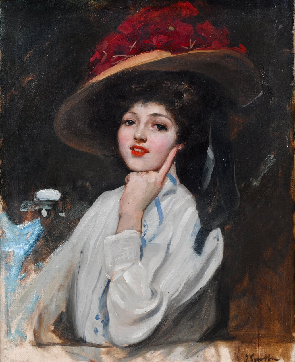 Retrato de uma jovem garota de chapéu, acredita que Rachel Meller de Joaquín Sorolla