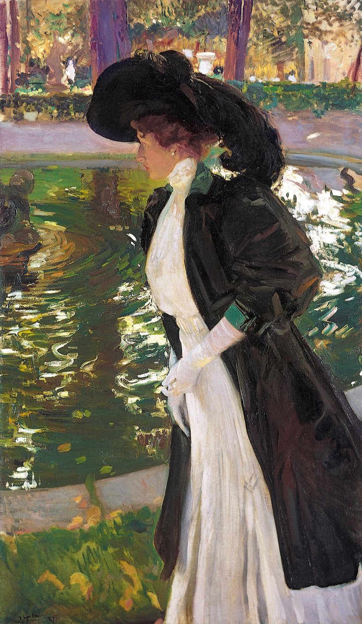 Clotilde passeando nos jardins de La Granja, 1907. de Joaquín Sorolla