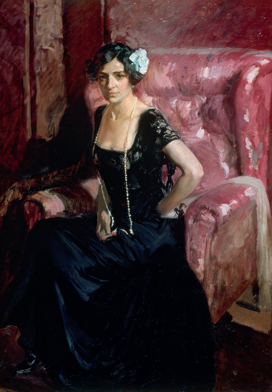 Clotilde em um vestido de noite de Joaquín Sorolla