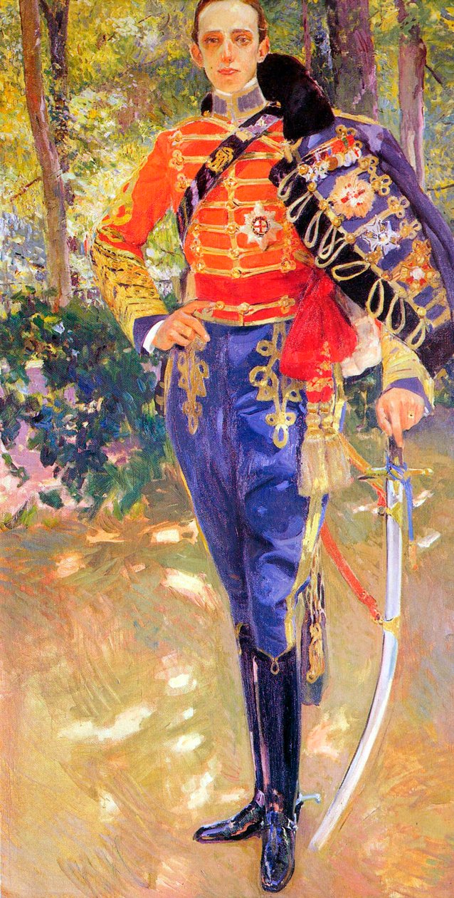 Retrato do rei Alfonso XIII em uniforme dos hussardos, 1907. de Joaquín Sorolla