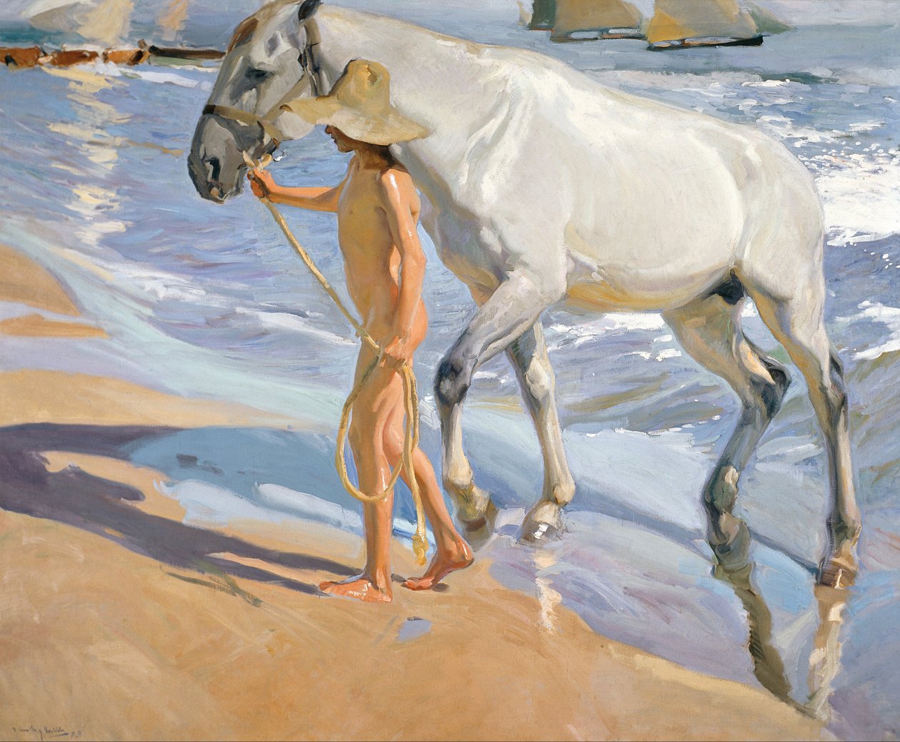 Lavando o cavalo, 1909 de Joaquín Sorolla