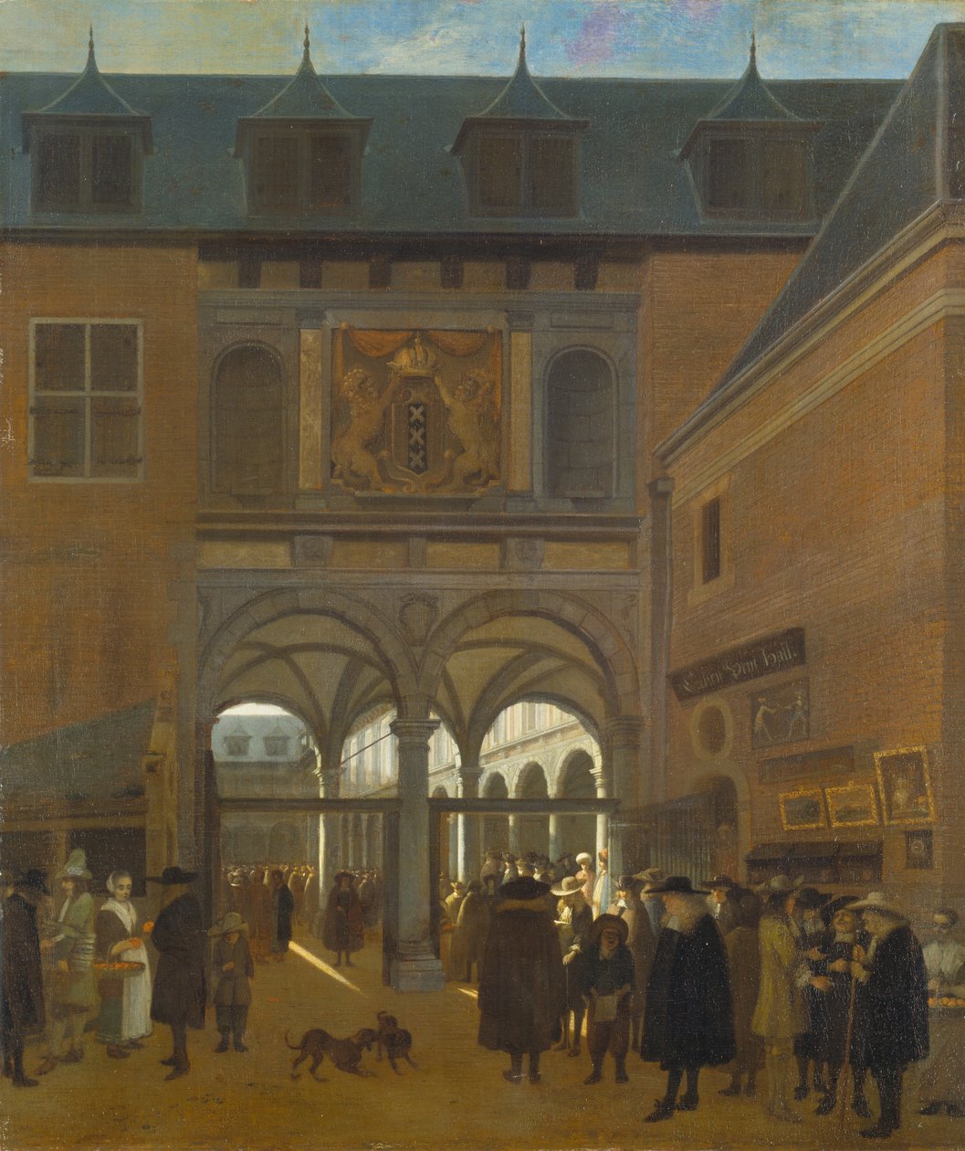 A Bolsa de Valores em Amesterdão, c.1675-80 (óleo sobre tela) de Job Berckheyde