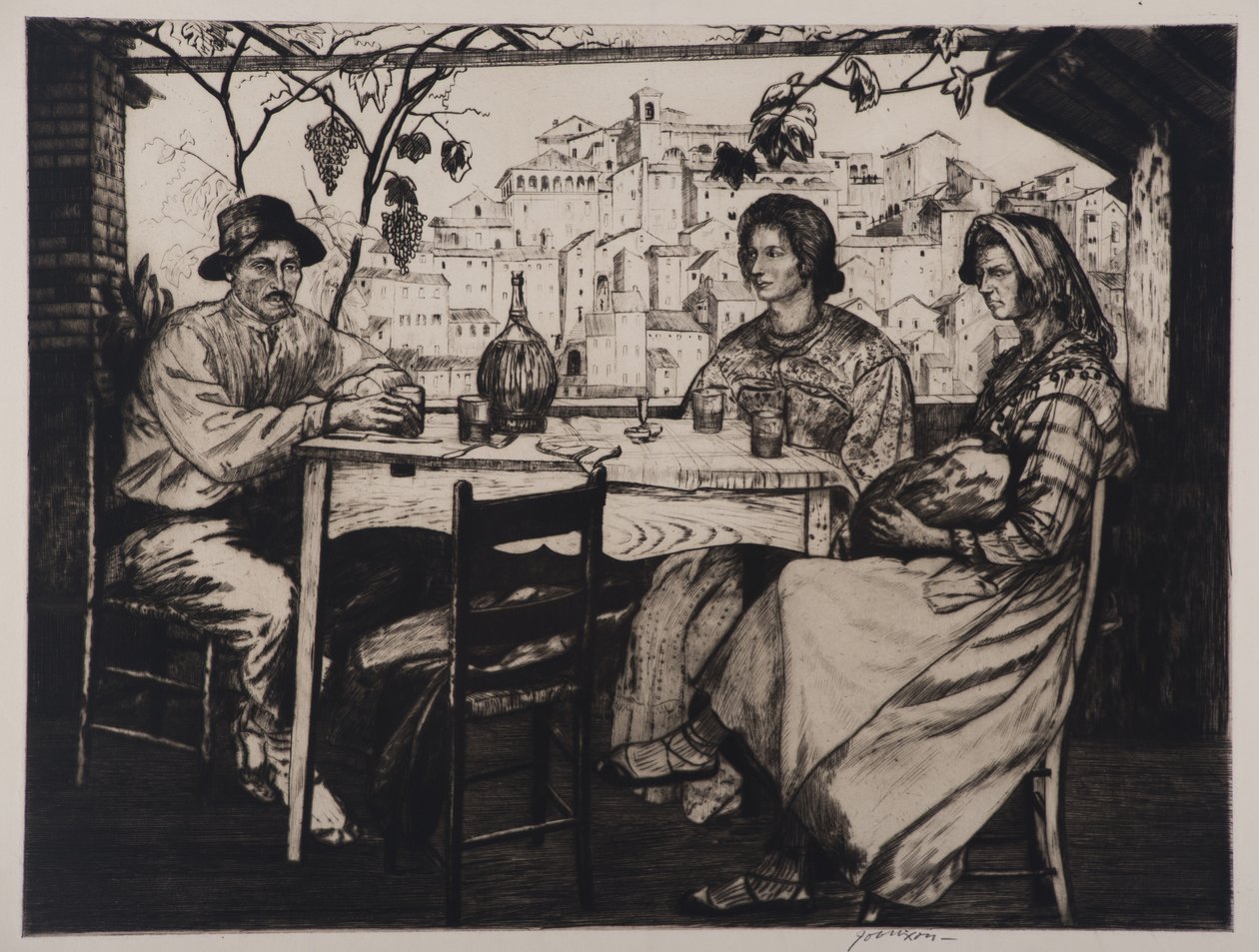 Una Trattoria, 1928 (gravura e ponto de secagem) de Job Nixon