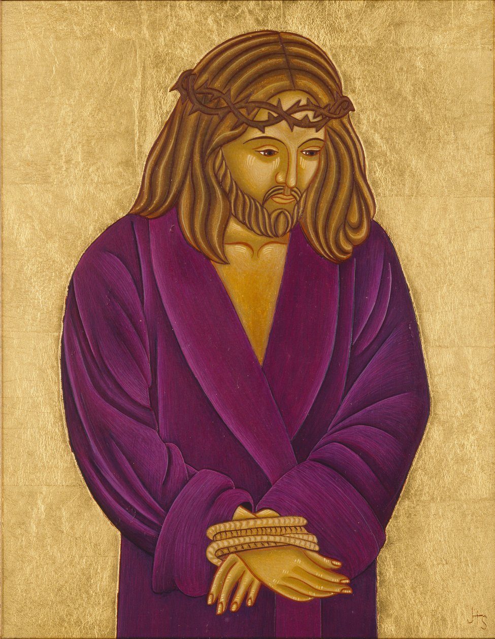 Behold the Man, 2004 (têmpera de ovo e ouro de 24k sobre madeira) de Jodi Simmons