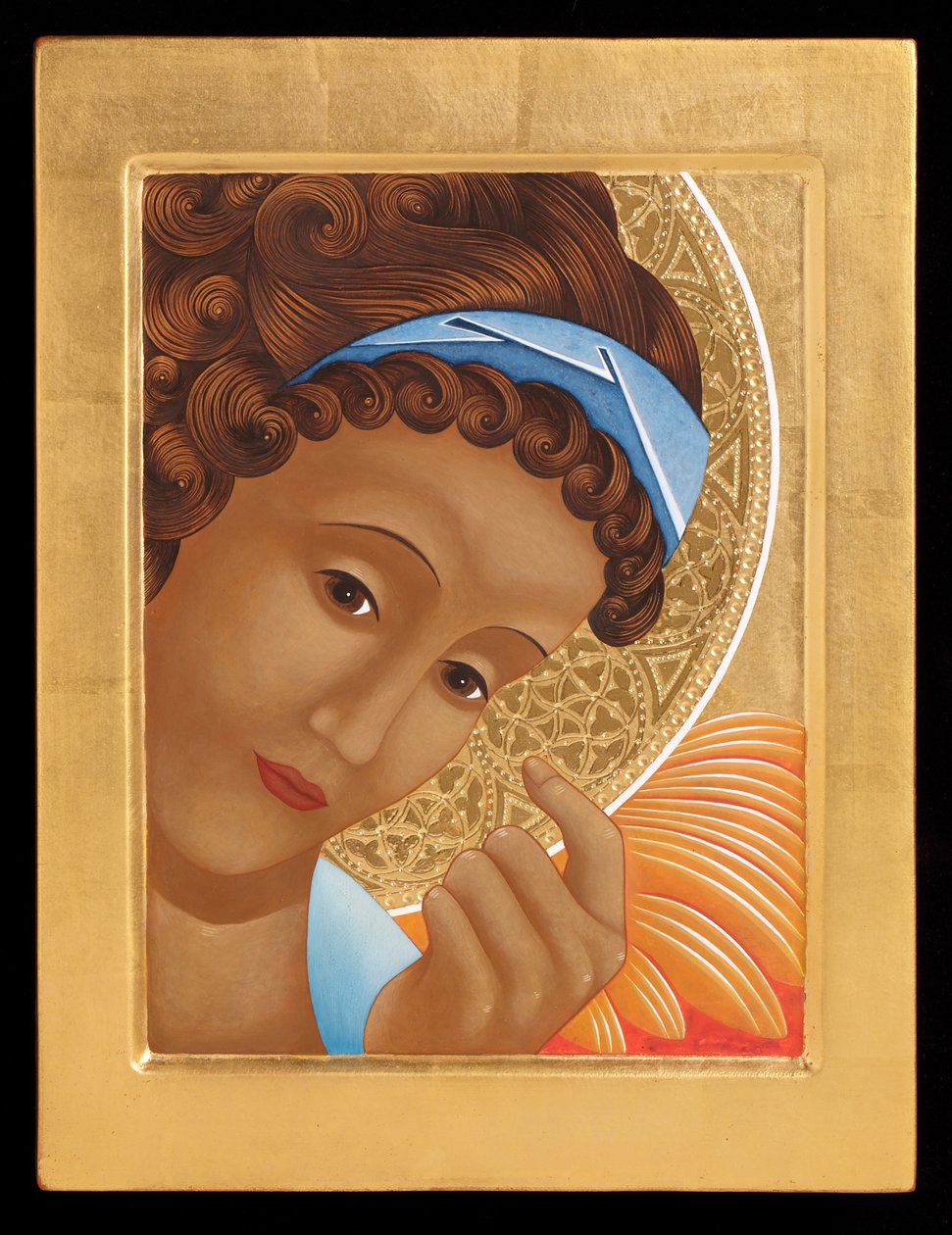 Gabriel, 2015 (têmpera de ovo e ouro 24k sobre madeira) de Jodi Simmons