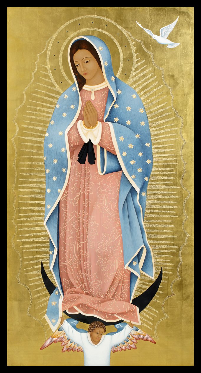 La Paloma Blanca, 2013 (têmpera de ovo e ouro de 24 quilates sobre madeira) de Jodi Simmons