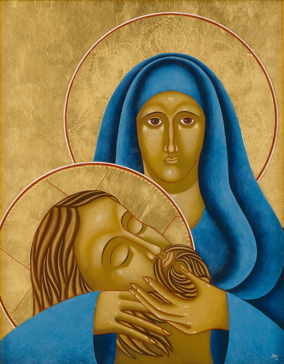 Pieta, 2004 (têmpera de ovo e ouro de 24 quilates sobre madeira) de Jodi Simmons