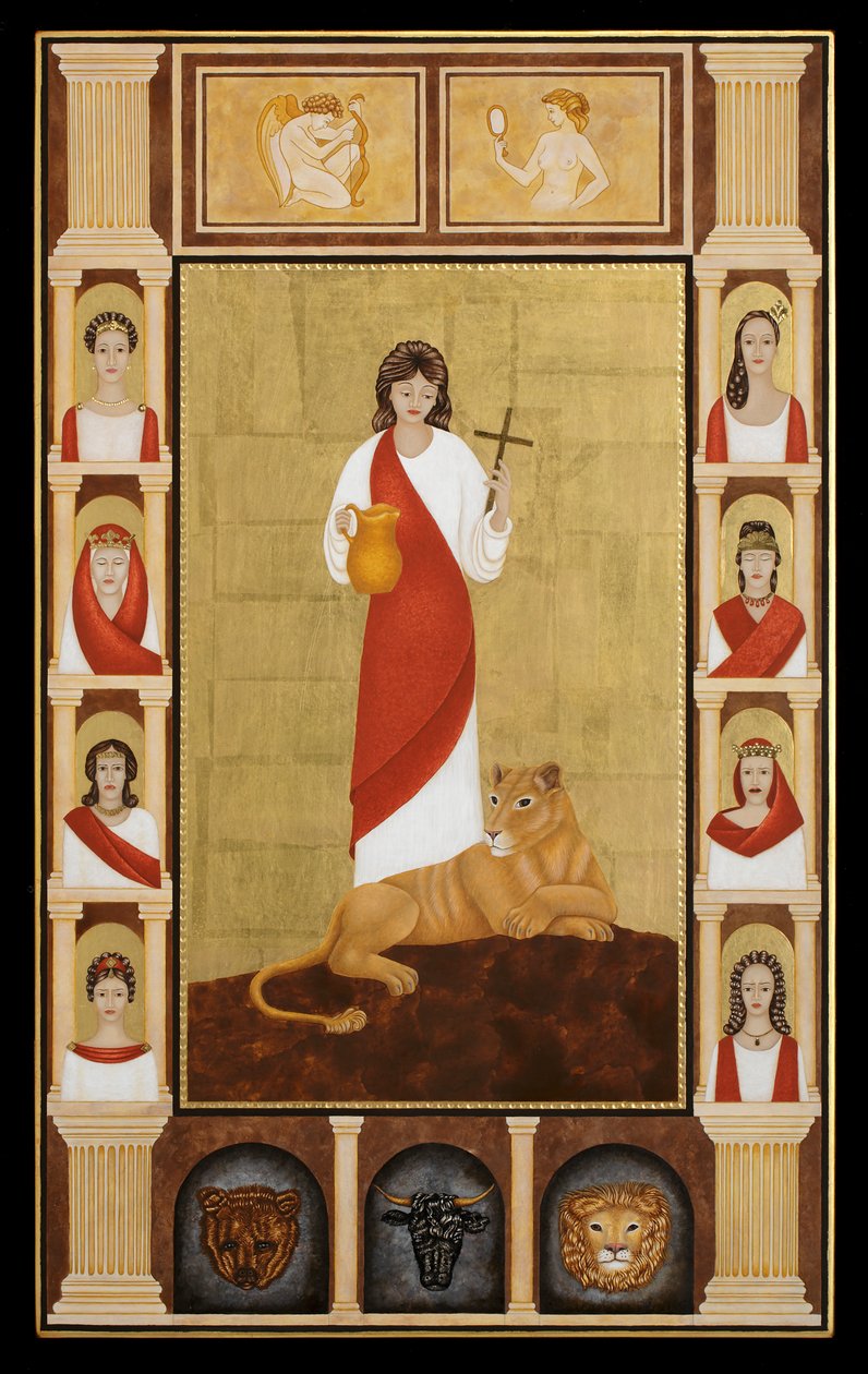 Santa Tecla, 2014 (têmpera de ovo e ouro de 24 quilates sobre madeira) de Jodi Simmons
