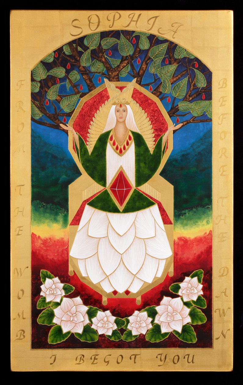 Sophia, 2015 (têmpera de ovo e ouro de 24 quilates sobre madeira) de Jodi Simmons