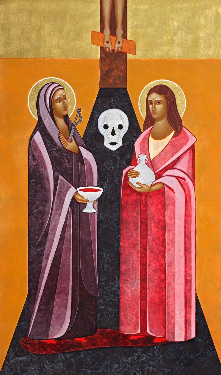 A Mãe e a Madalena, 2012 (têmpera de ovo e ouro 24k sobre madeira) de Jodi Simmons