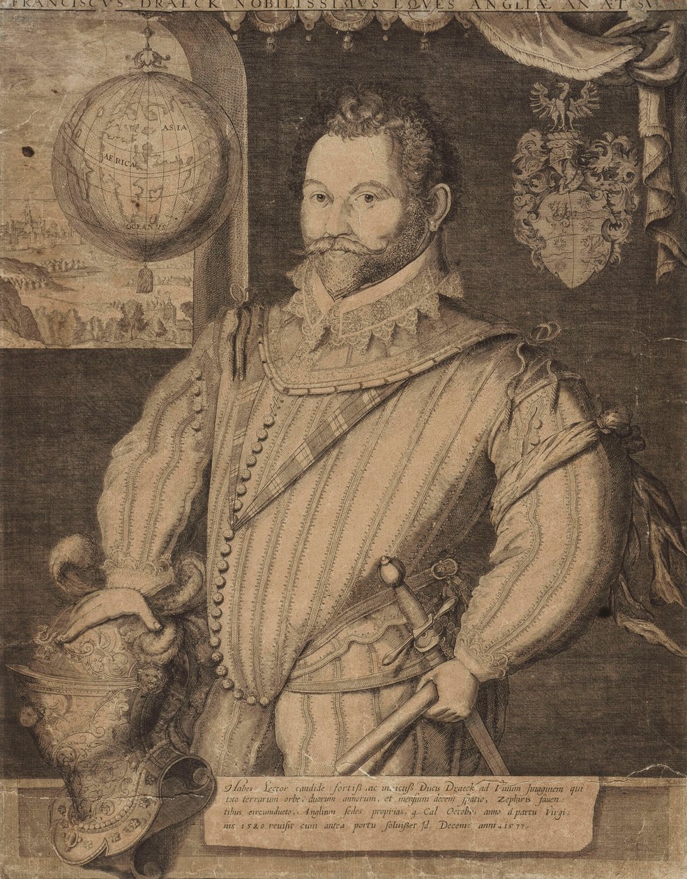 Retrato de Sir Francis Drake, de Jodocus Hondius