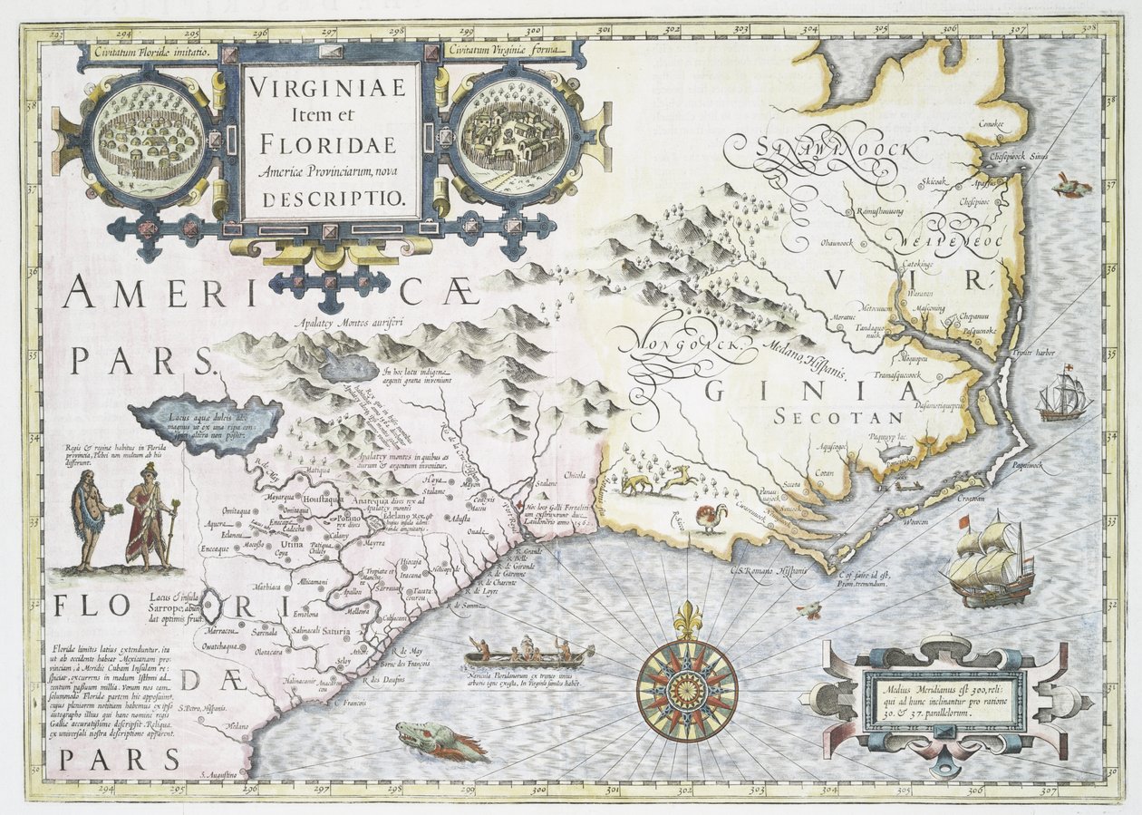 Virginia et Flórida provincial Nova, 1636 de Jodocus Hondius