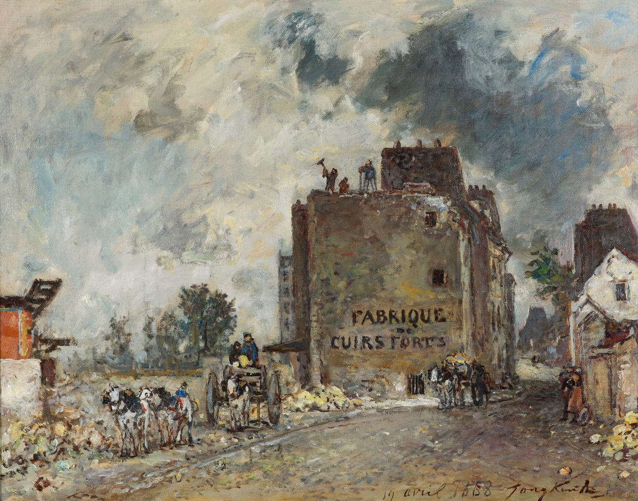 Trabalhos de demolição na Rue des Franc-Bourgeois St. Marcel de Johan Barthold Jongkind