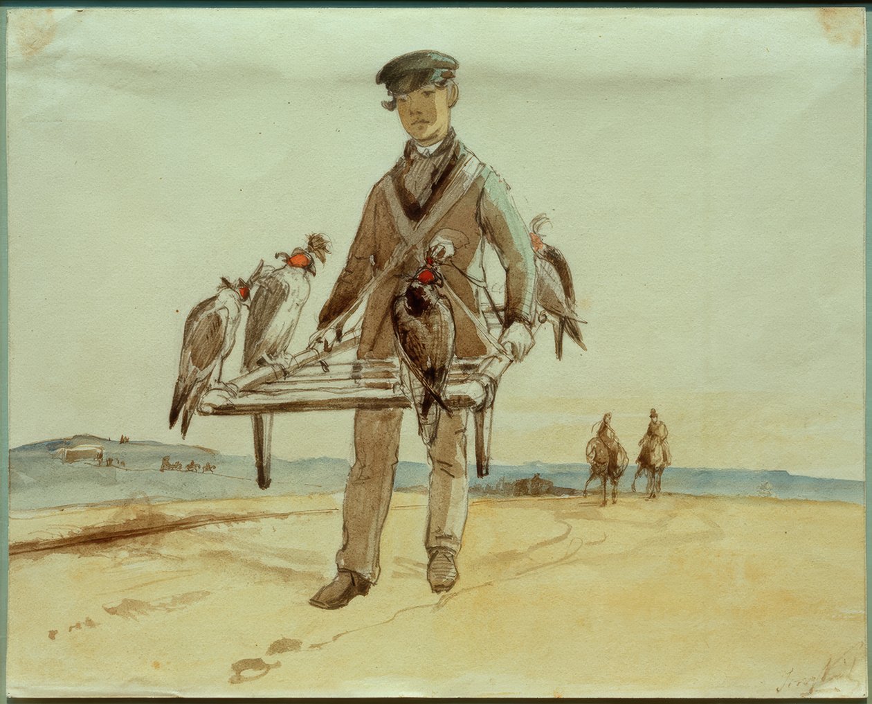 Falkner mit Falken em Het Loo bei Apeldoorn de Johan Barthold Jongkind