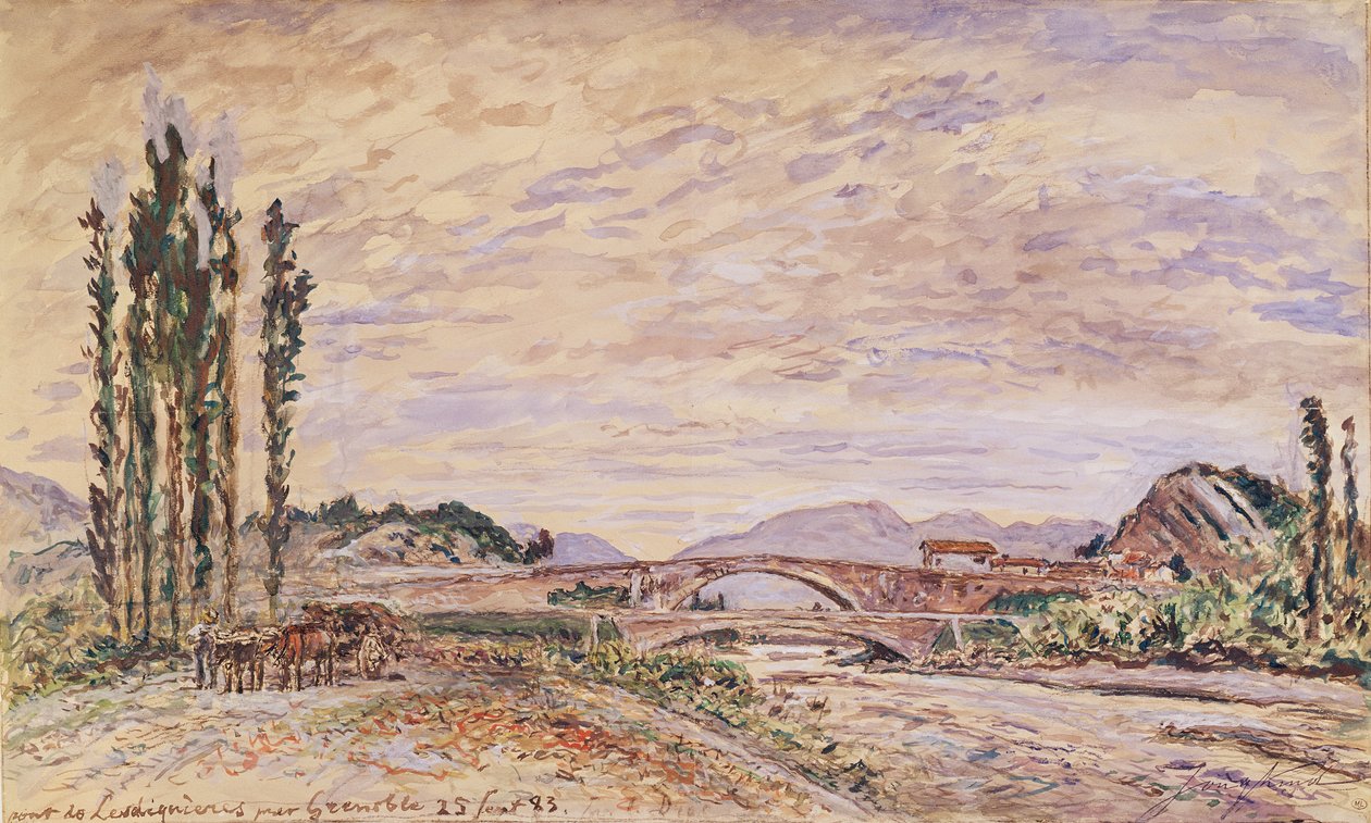 A Pont de Lesdiguieres, perto de Grenoble, 1883 de Johan Barthold Jongkind