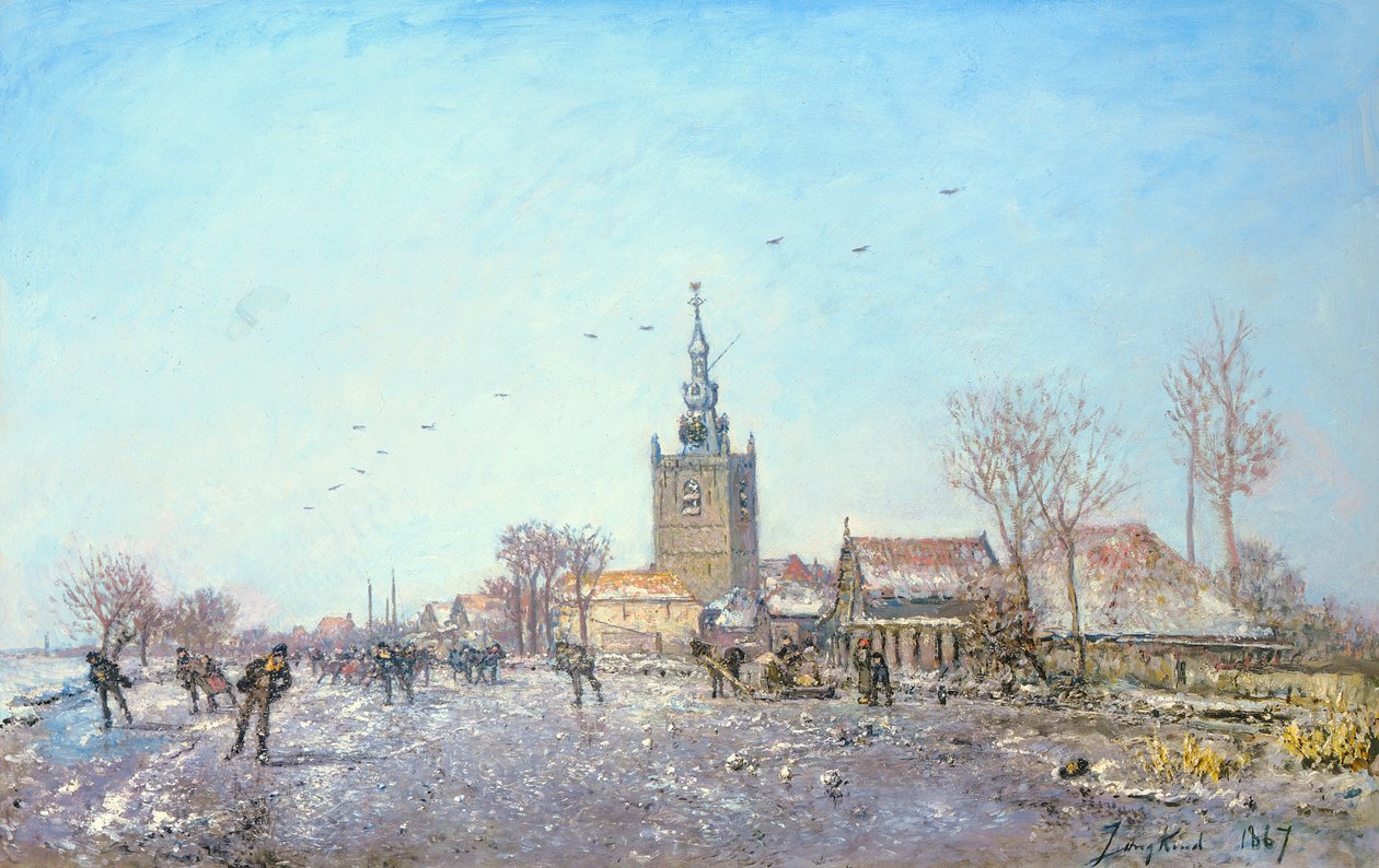 Os patinadores em Overschie, 1867 de Johan Barthold Jongkind