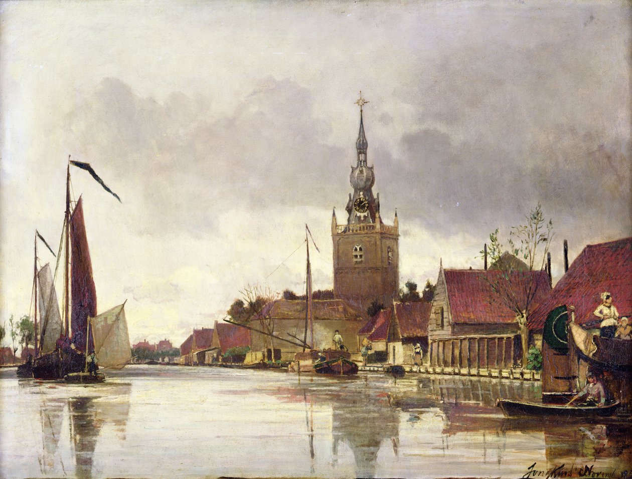 Vista, de, overschie, perto, rotterdam, 1856 de Johan Barthold Jongkind