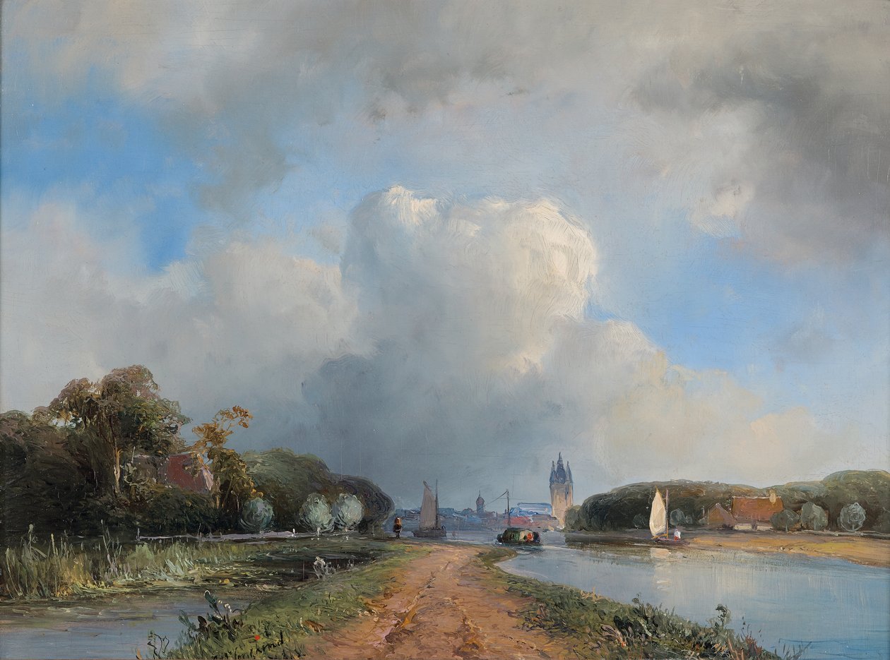 Vista do Vliet perto de Delft, 1844 de Johan Barthold Jongkind