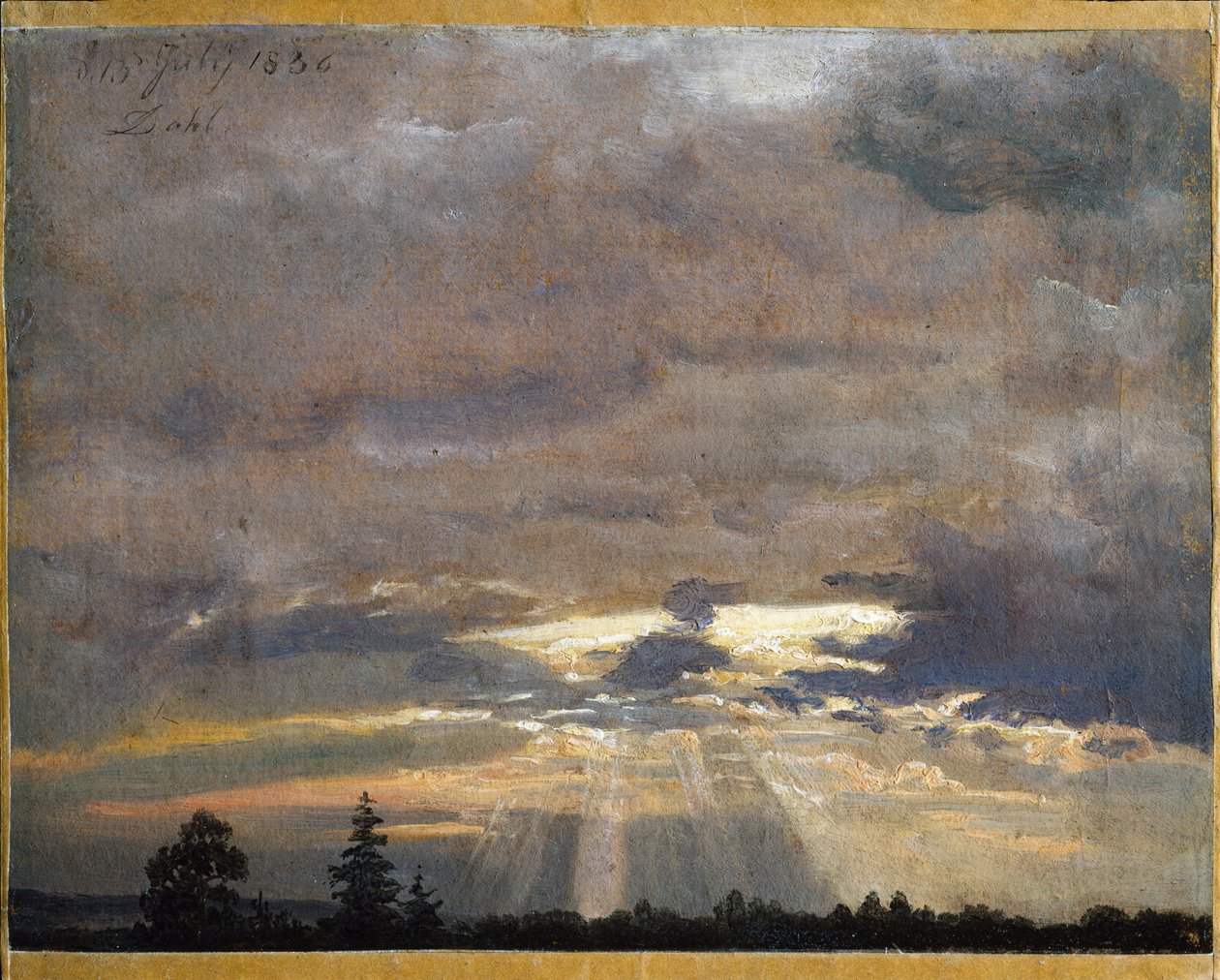 Estudo de Nuvem com Raios de Sol de Johan Christian Dahl